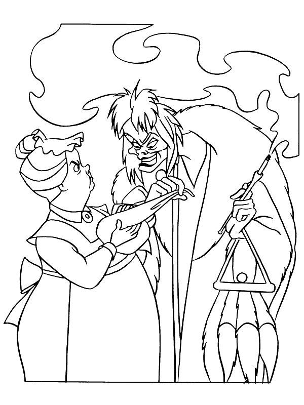 Ausmalbild Nanny und Cruella de Vil  