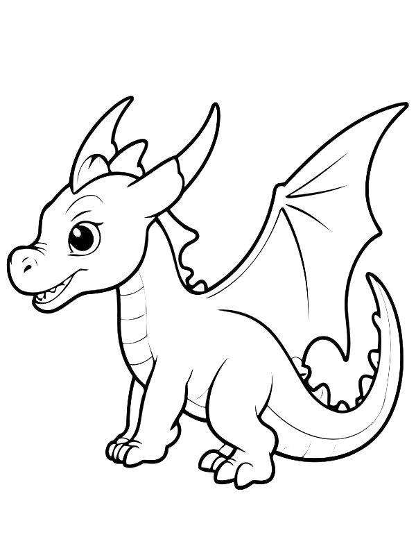 Ausmalbild Niedlicher Drache  