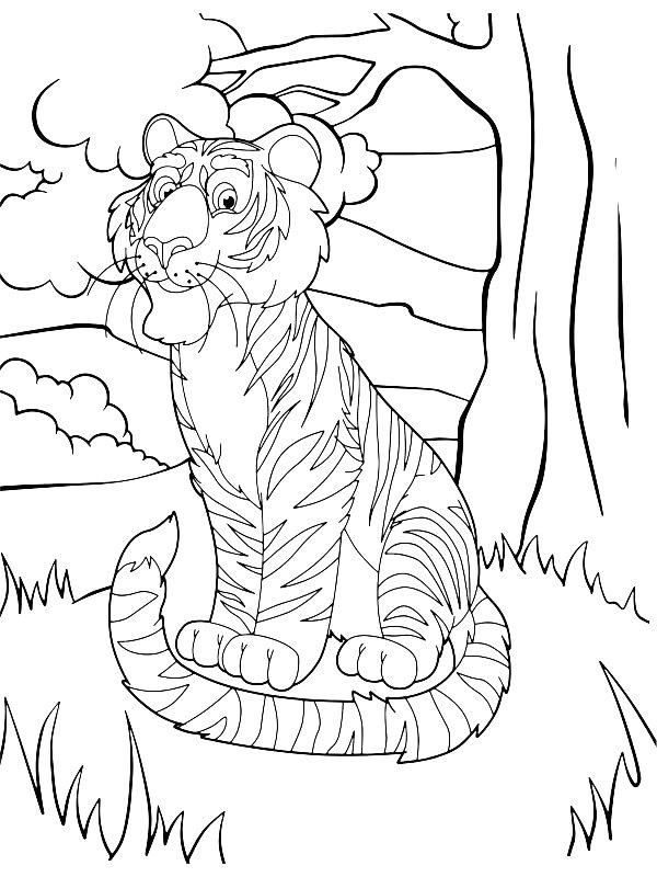 Ausmalbild Niedlicher Tiger  