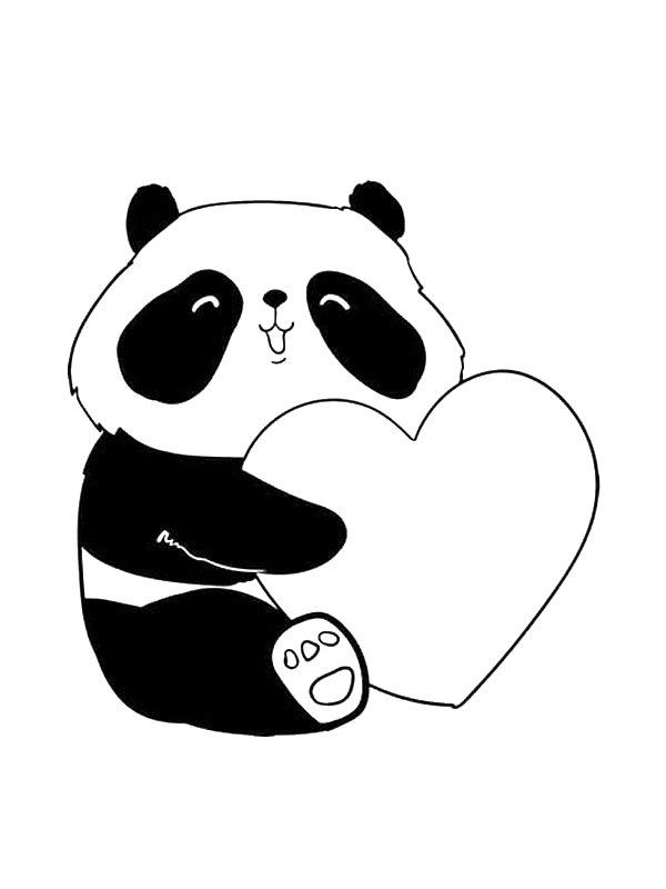 Ausmalbild Panda mit Herz  
