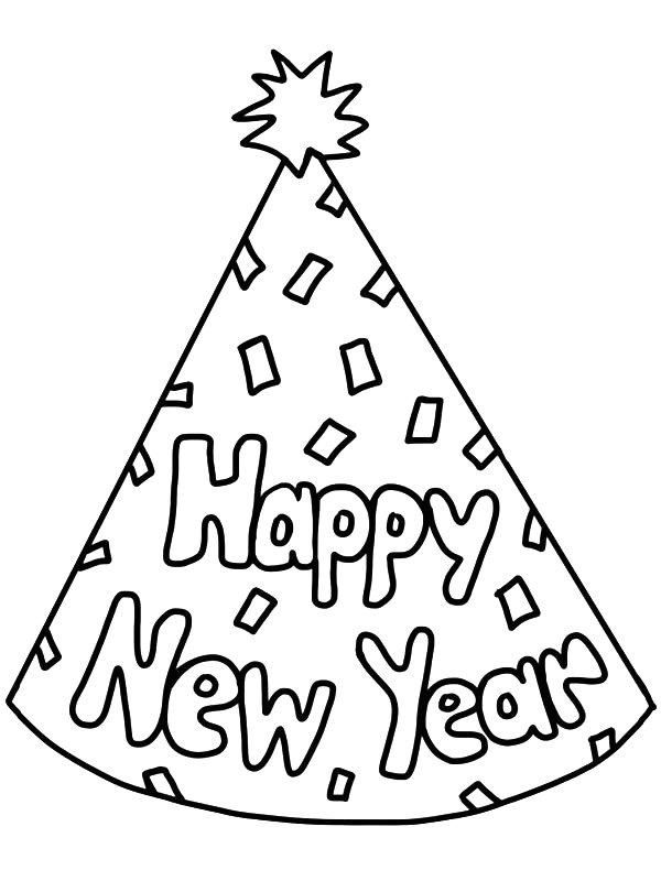 Ausmalbild Partyhut Neujahr  