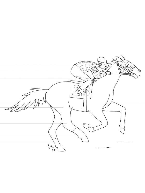 Ausmalbild Pferderennen  