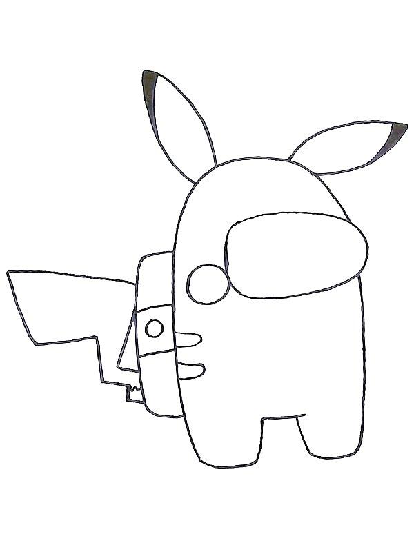 Ausmalbild Pikachu Among Us  