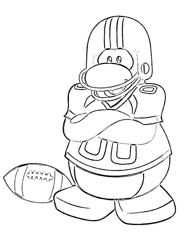 Ausmalbild Pinguin Rugby Spieler  