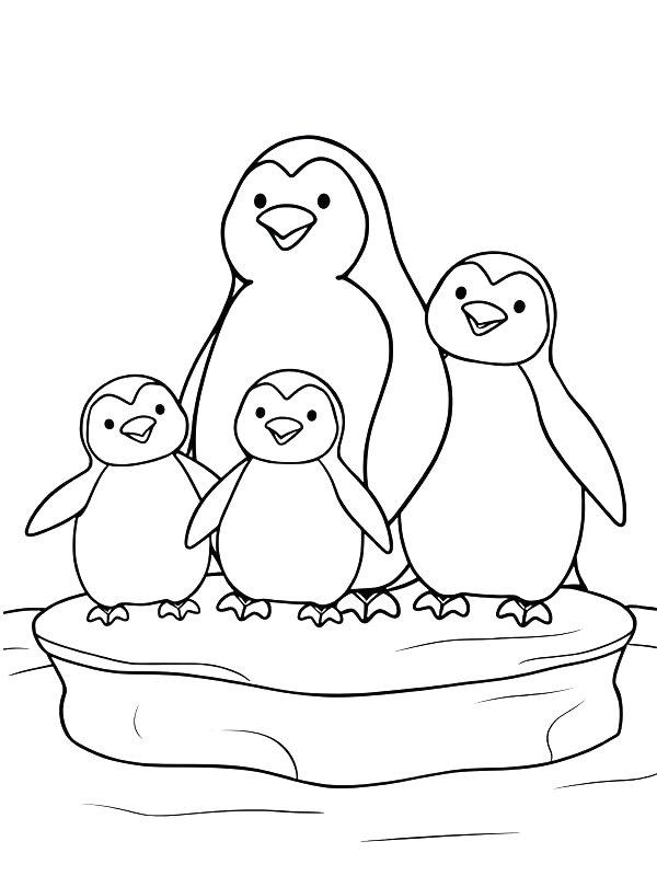 Ausmalbild Pinguinfamilie  