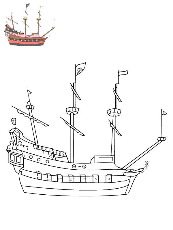 Ausmalbild Pirate Galleon Disneyland  