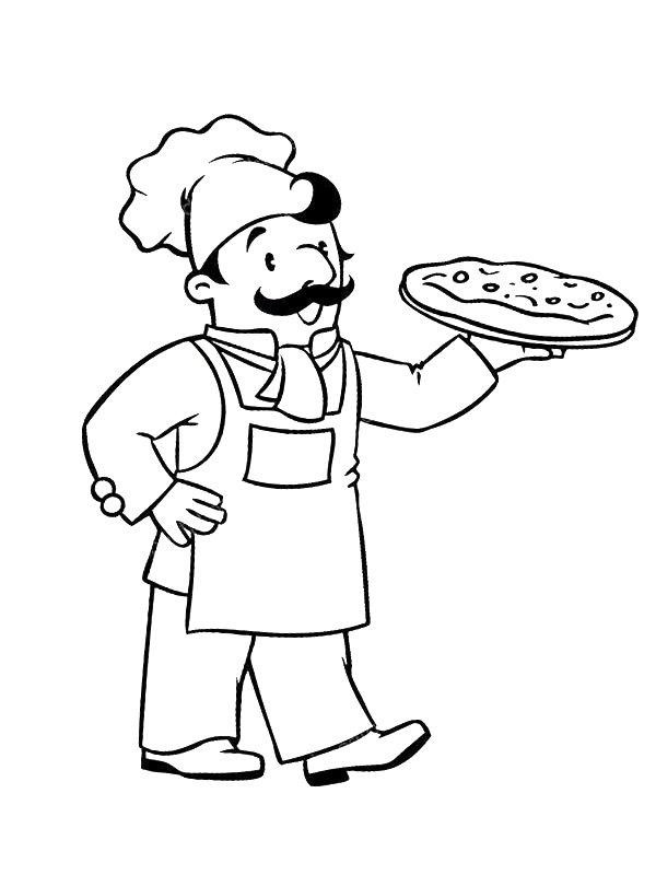 Ausmalbild Pizzabäcker  