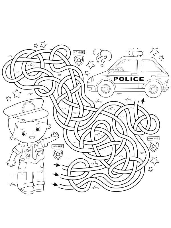 Ausmalbild Polizeilabyrinth  