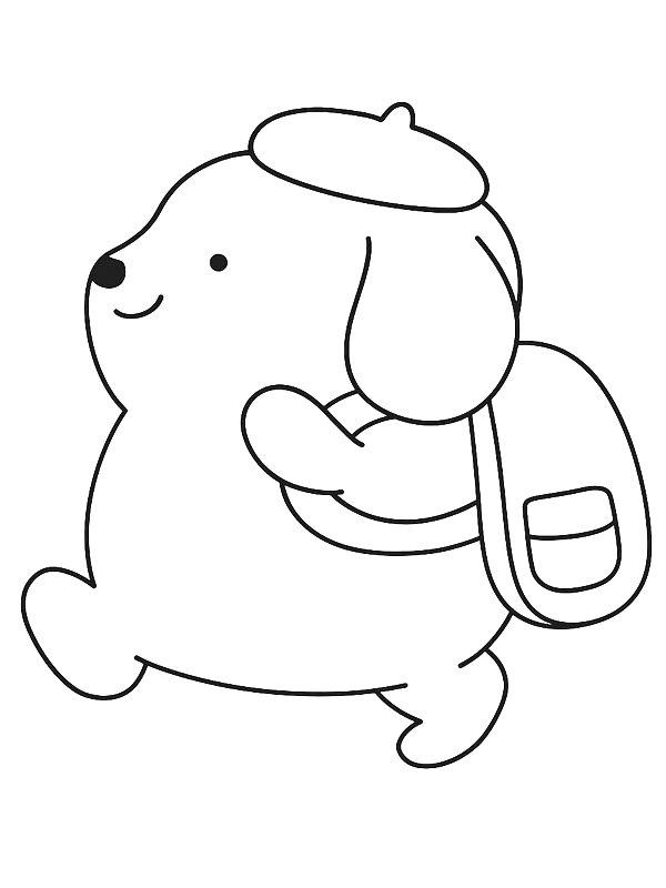 Ausmalbild Pompompurin geht zur Schule  