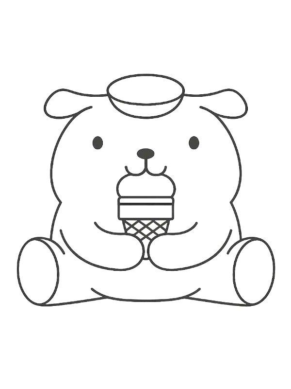 Ausmalbild Pompompurin isst ein Eis  