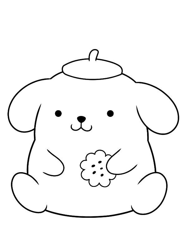 Ausmalbild Pompompurin mit Keks  