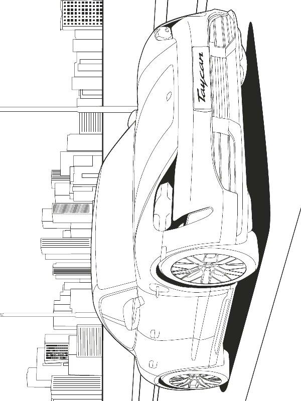 Ausmalbild Porsche Taycan  