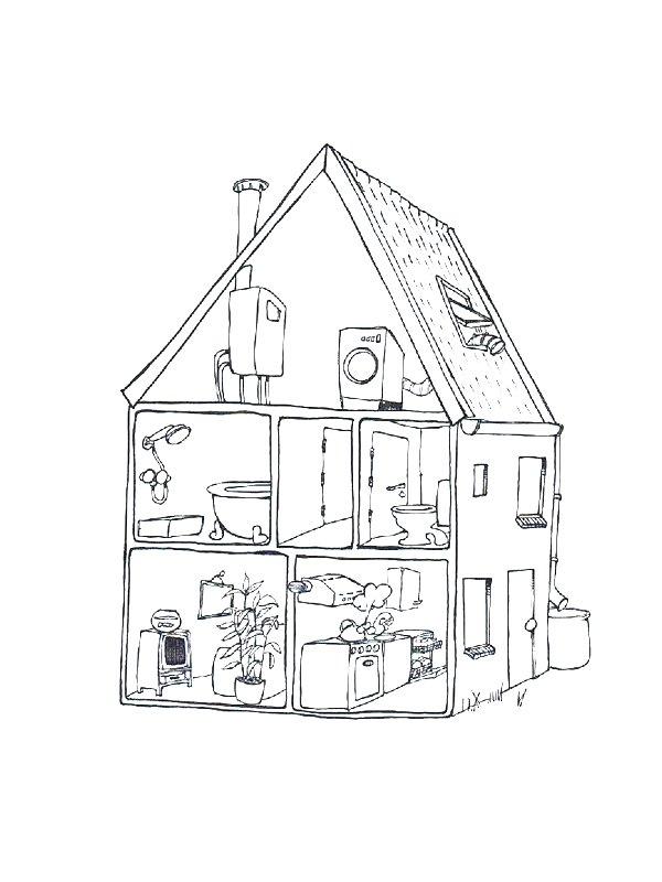 Ausmalbild Puppenhaus  