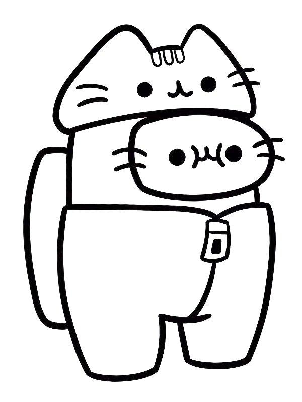 Ausmalbild Pusheen Among Us  