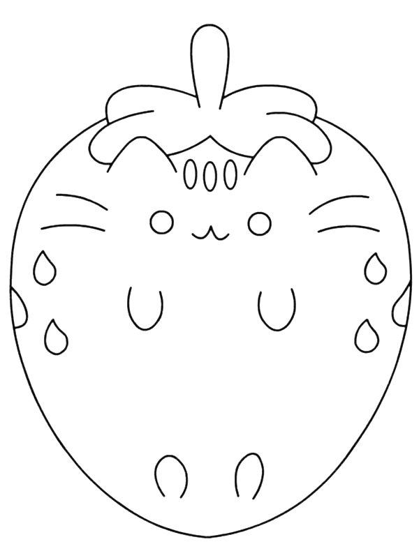 Ausmalbild Pusheen Erdbeere  