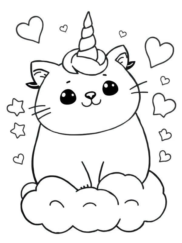 Ausmalbild Pusheen Unicorn  