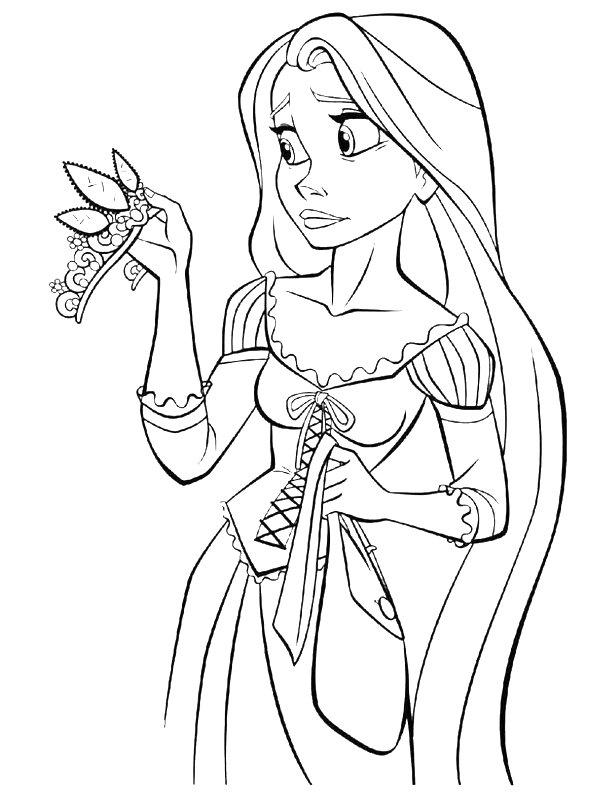 Ausmalbild Rapunzel mit Krone  