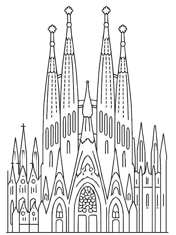 Ausmalbild Sagrada Familia  
