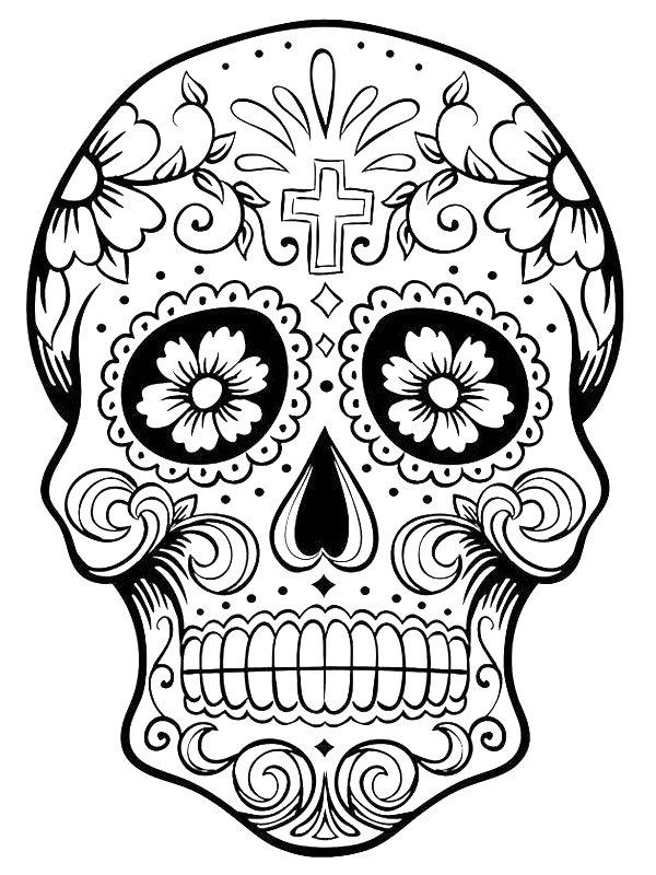 Ausmalbild Schädel Tattoo  