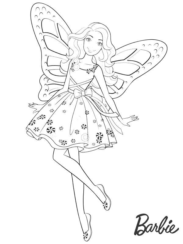 Ausmalbild Schmetterling Barbie  