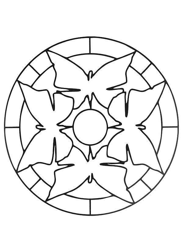 Ausmalbild Schmetterling mandala  