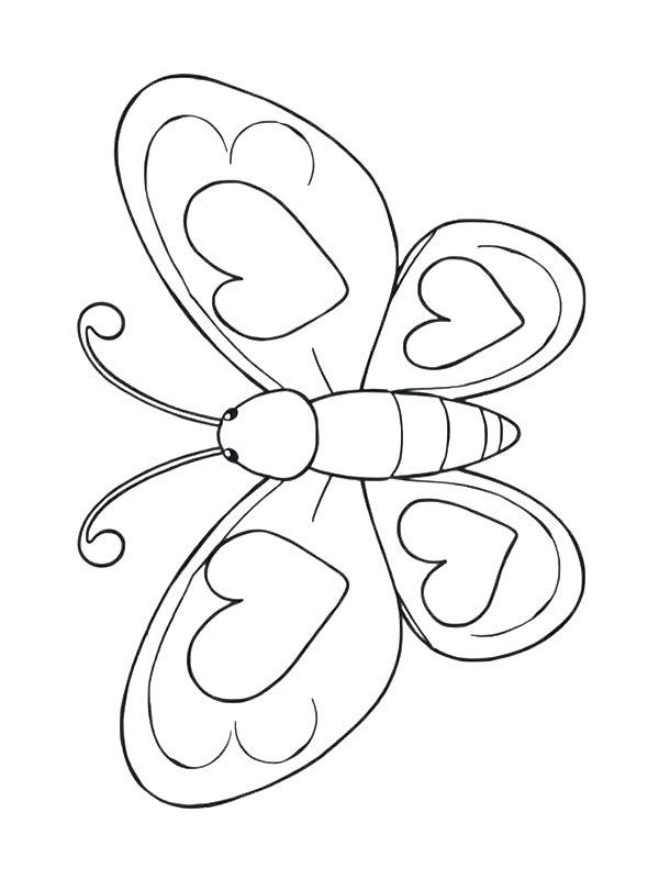 Ausmalbild Schmetterling mit Herzen  