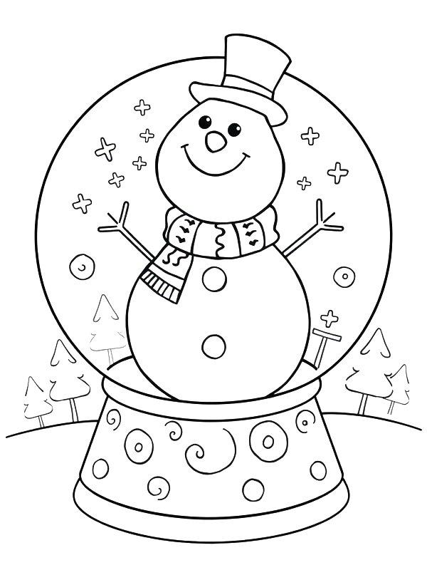Ausmalbild Schneekugel Schneemann  