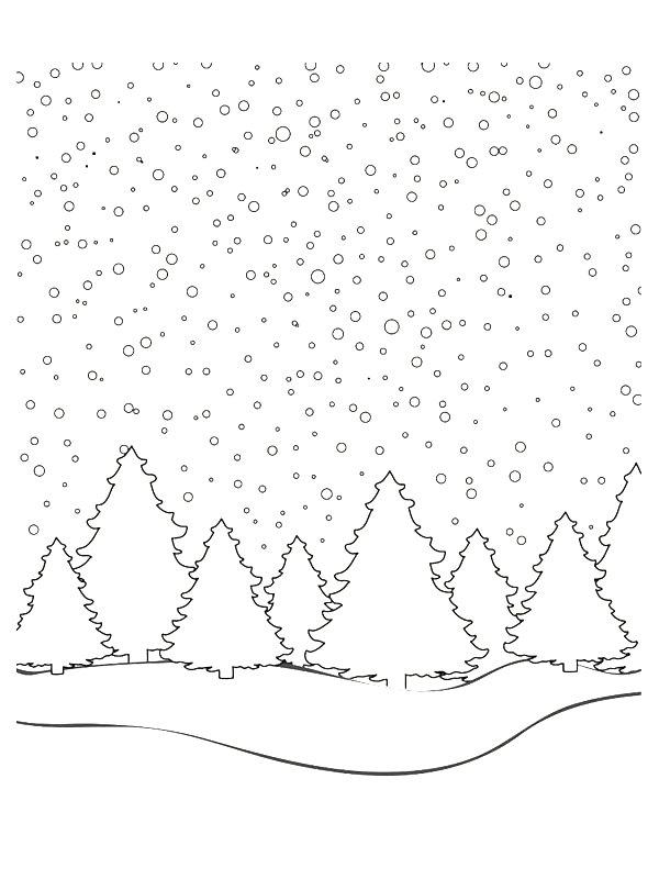Ausmalbild Schneelandschaft  