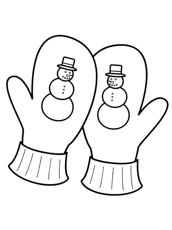 Ausmalbild Schneemann Handschuhe  