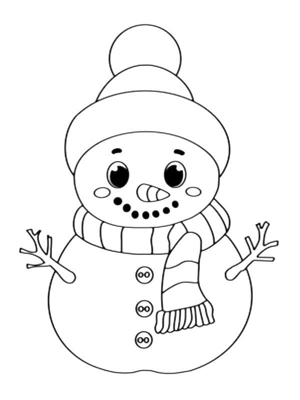Ausmalbild Schneemann mit Schal  