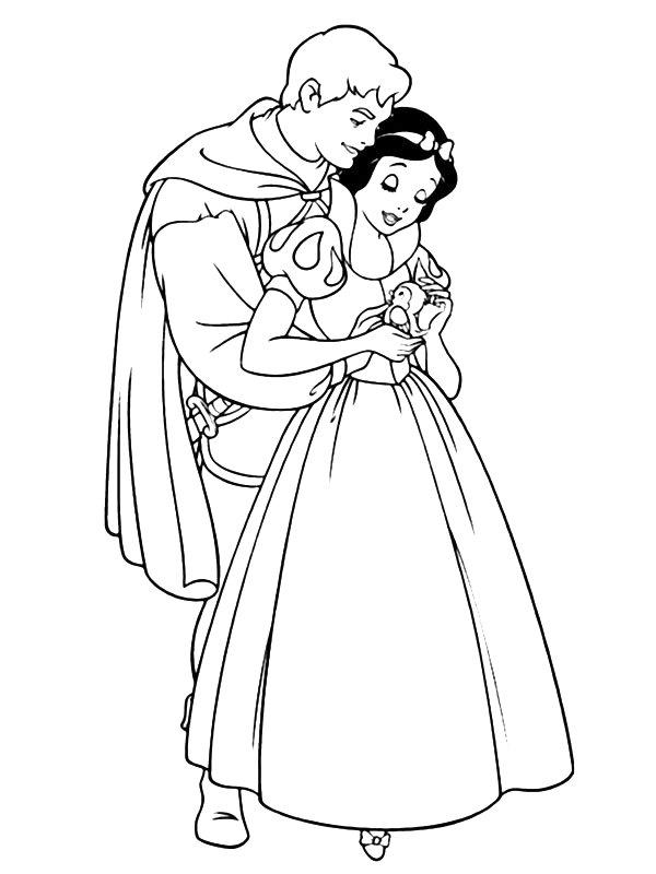Ausmalbild Schneewittchen und der Prinz  