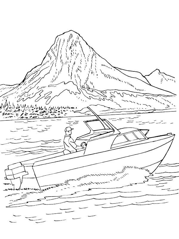 Ausmalbild Schnellboot auf dem Wasser  