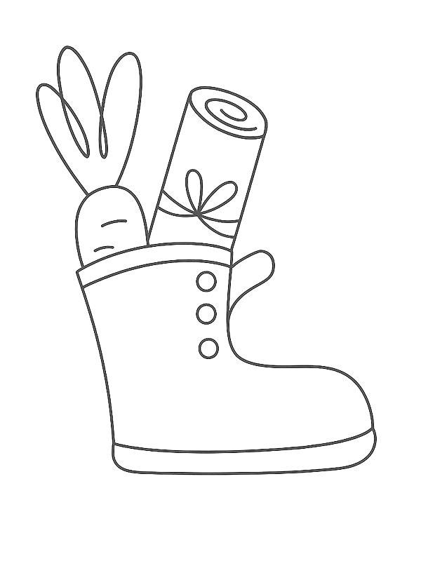 Ausmalbild Schuh mit Karotte  