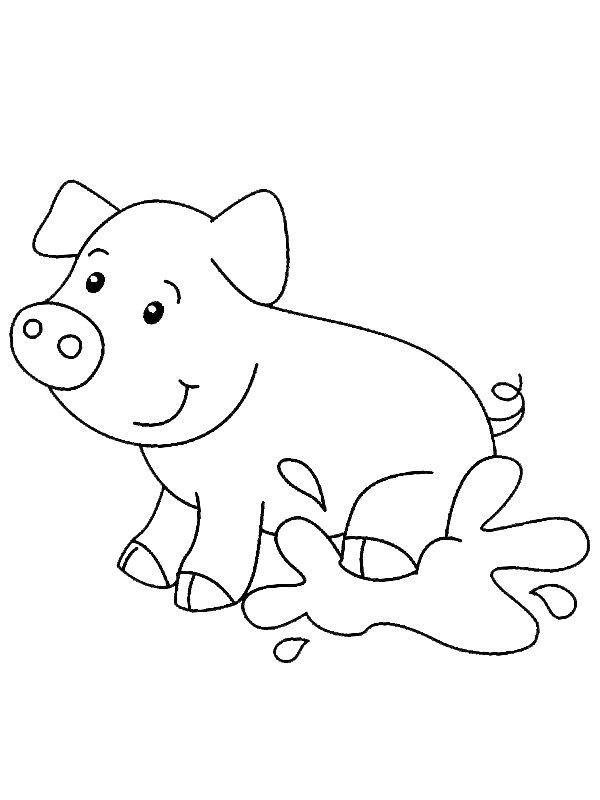 Ausmalbild Schwein im Matsch  