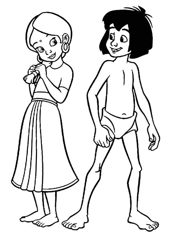 Ausmalbild Shanti und Mogli  