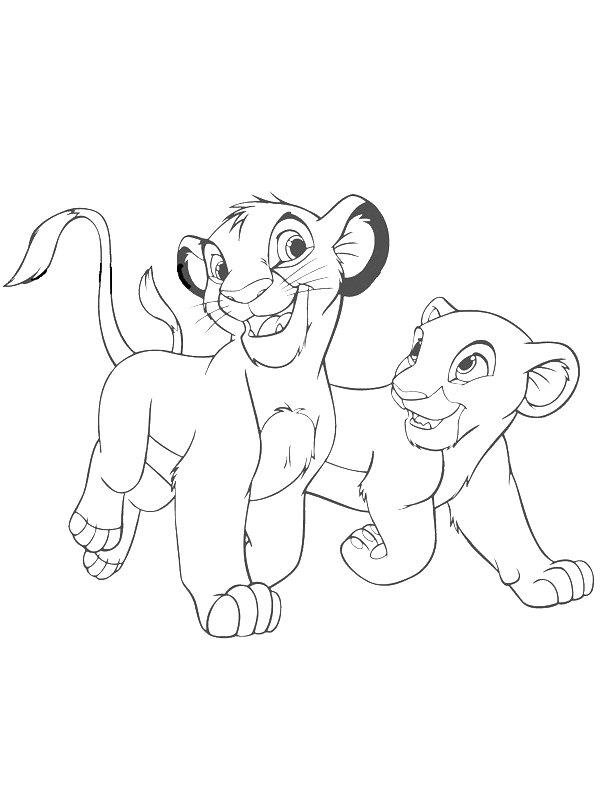 Ausmalbild Simba und Nala  