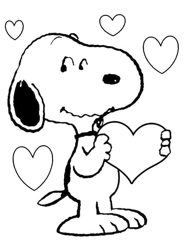 Ausmalbild Snoopy ist verliebt  