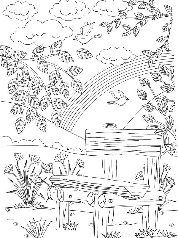 Ausmalbild Sommer-Landschaft  