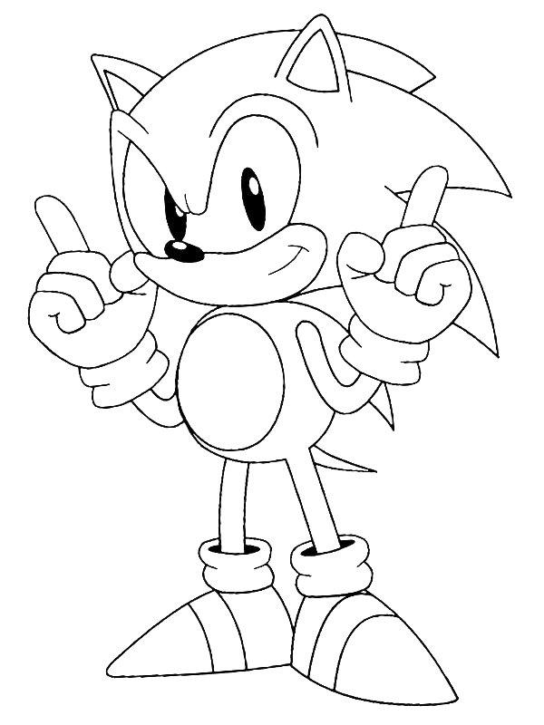 Ausmalbild Sonic streckt seine Finger hoch  