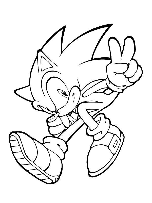 Ausmalbild Sonic V-Zeichen  