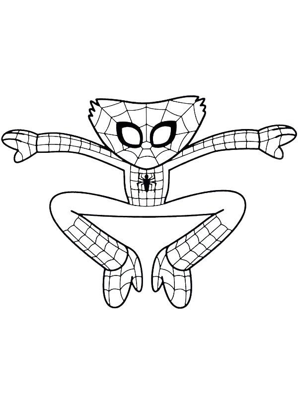 Ausmalbild Spiderman Huggy Wuggy  