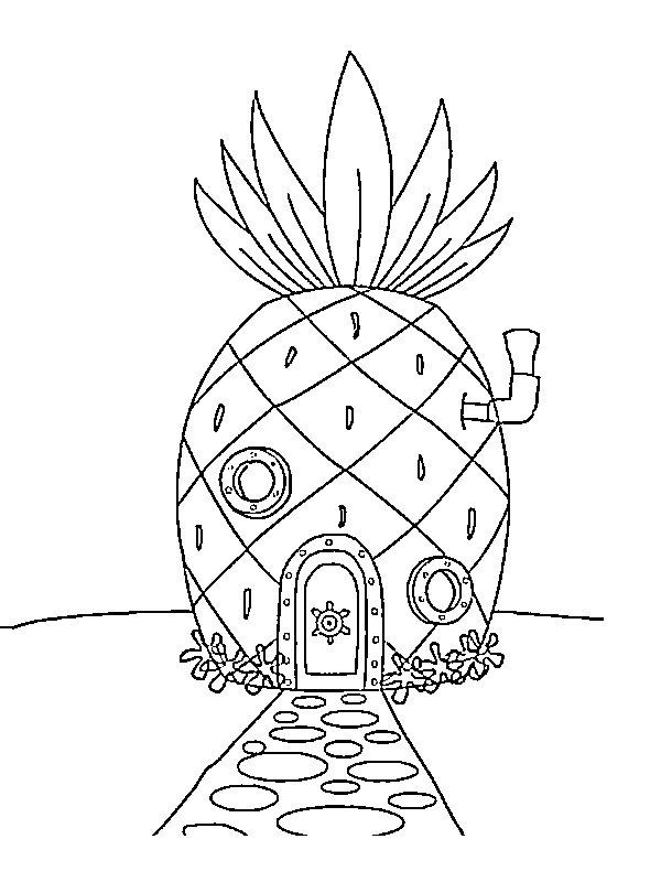 Ausmalbild SpongeBob Ananas Haus  