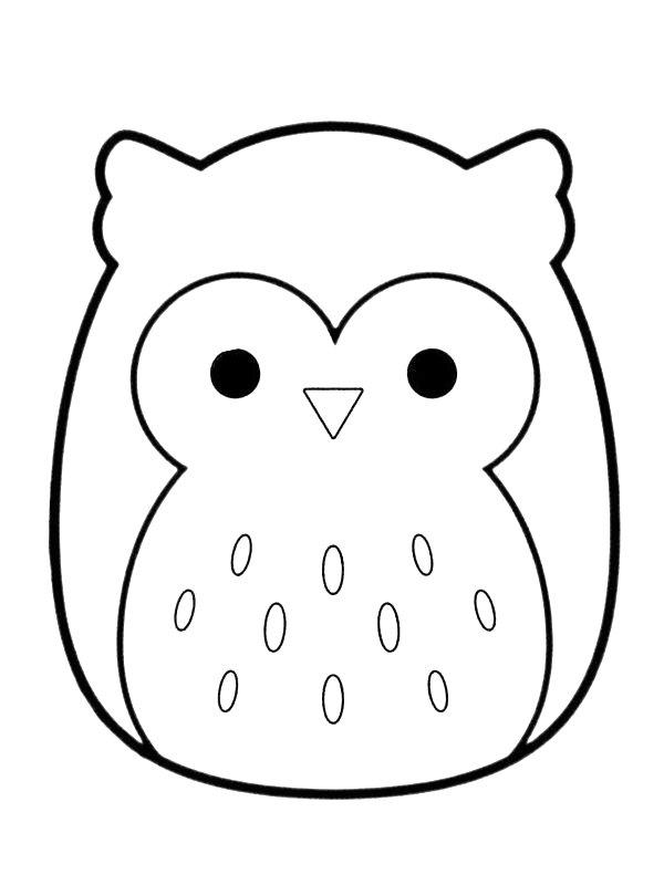 Ausmalbild Squishmallows Hoot die Eule  