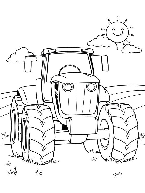 Ausmalbild Starker John Deere-Traktor  