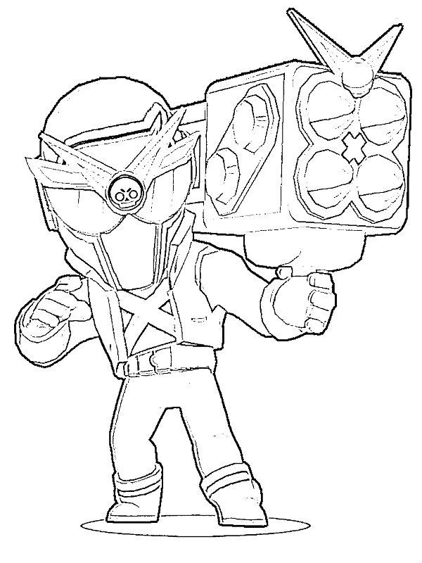Ausmalbild Super Ranger Brock Brawl Stars  