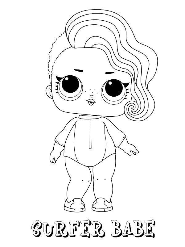 Ausmalbild Surfer babe  