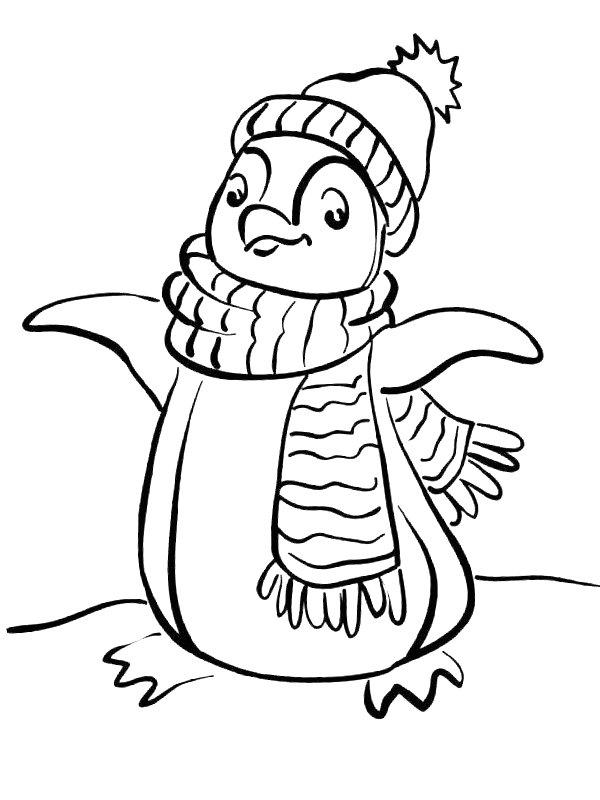 Ausmalbild Tanzender Pinguin  
