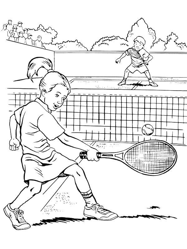 Ausmalbild Tennis spielen  