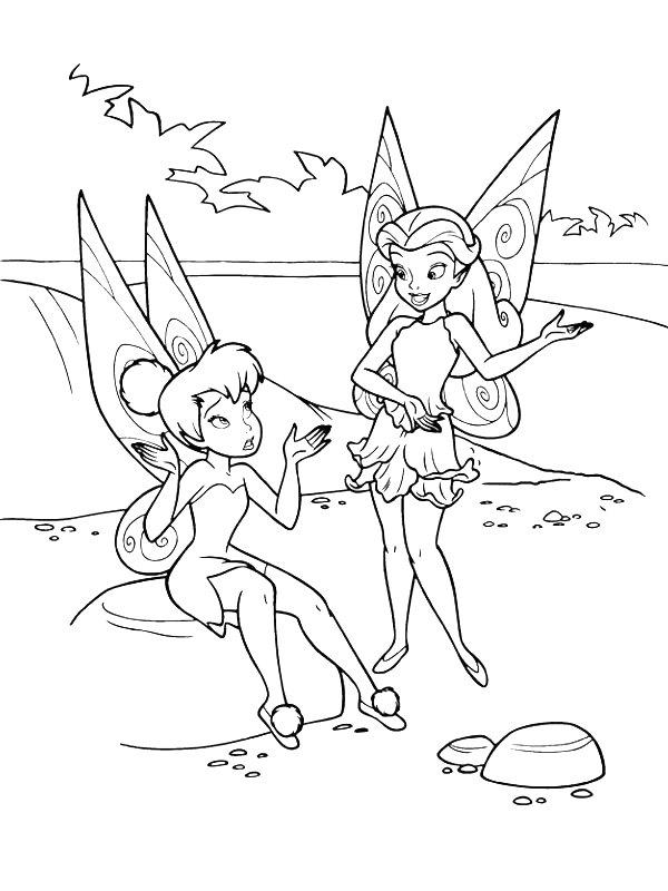 Ausmalbild Tinkerbell und Rosetta  