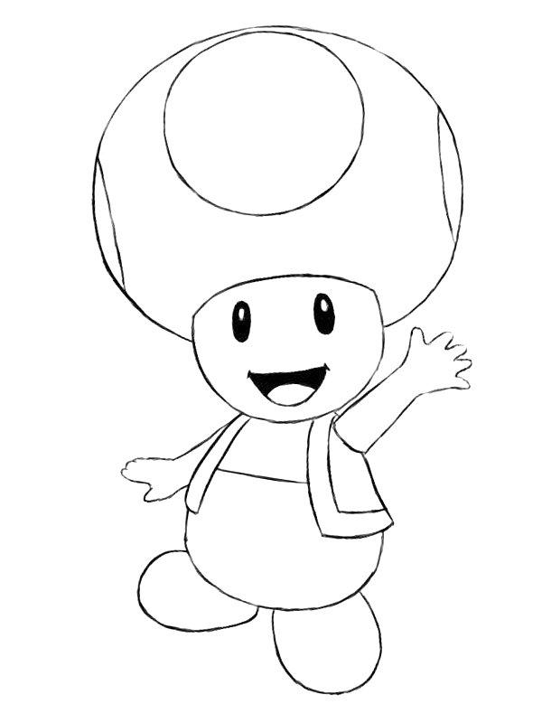 Ausmalbild Toad Super Mario  